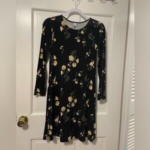 Old Navy Black Dress with Yellow Floral Print